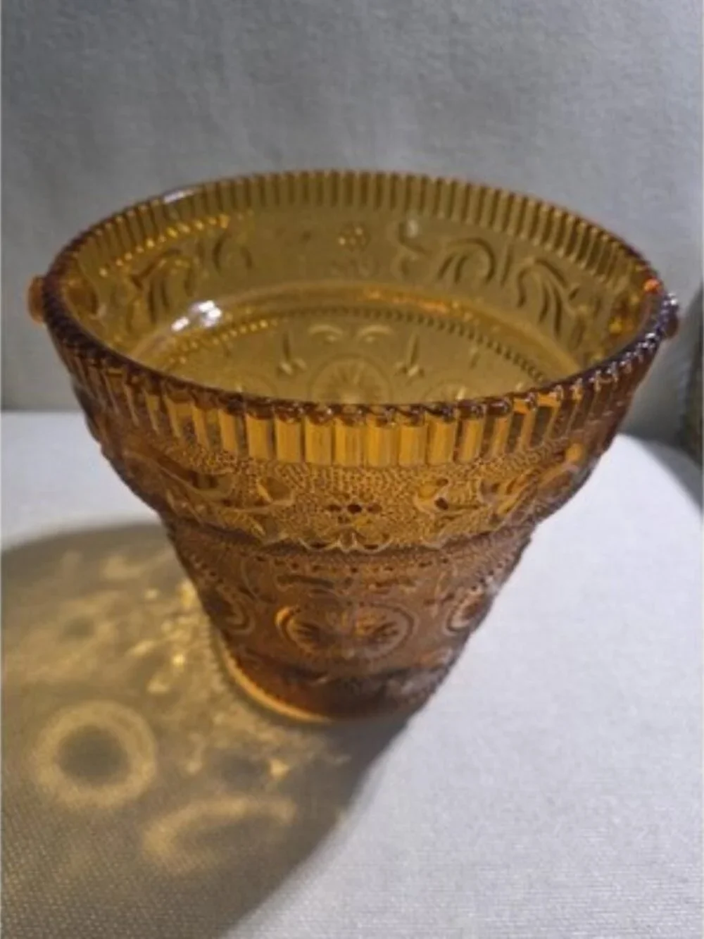 Vintage Indiana Glass Amber Moon & Stars Concord Ice Bucket Hanging Planter Box